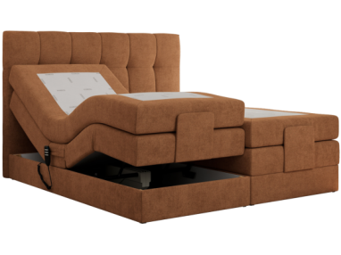 Łóżko kontynentalne VITTORIA 160x200 - H4 - pomarańczowy, struktura - regulacja elektryczna