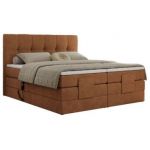 Łóżko kontynentalne VITTORIA 160x200 - H4 - pomarańczowy, struktura - regulacja elektryczna