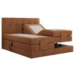 Łóżko kontynentalne VITTORIA 200x200 - H3 - pomarańczowy, struktura - regulacja elektryczna