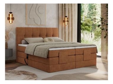 Łóżko kontynentalne VITTORIA 180x200 - H3 - pomarańczowy, struktura - regulacja elektryczna