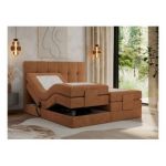 Łóżko kontynentalne VITTORIA 140x200 - H3 - pomarańczowy, struktura - regulacja elektryczna