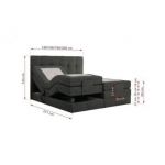 Łóżko kontynentalne VITTORIA 180x200 - H4 - ciemnoszary, struktura - regulacja elektryczna