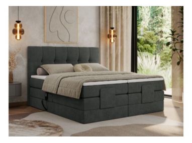 Łóżko kontynentalne VITTORIA 140x200 - H4 - ciemnoszary, struktura - regulacja elektryczna