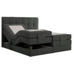 Łóżko kontynentalne VITTORIA 200x200 - H3 - ciemnoszary, struktura - regulacja elektryczna