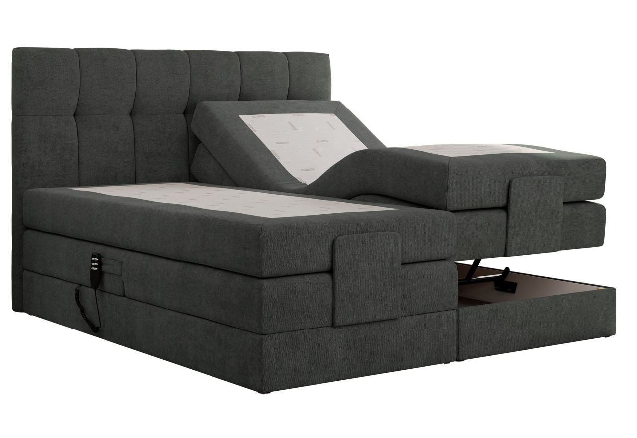 Łóżko kontynentalne VITTORIA 160x200 - H3 - ciemnoszary, struktura - regulacja elektryczna