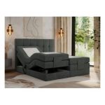 Łóżko kontynentalne VITTORIA 140x200 - H3 - ciemnoszary, struktura - regulacja elektryczna