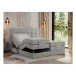 Łóżko kontynentalne VITTORIA 200x200 - H4 - jasnoszary, struktura - regulacja elektryczna