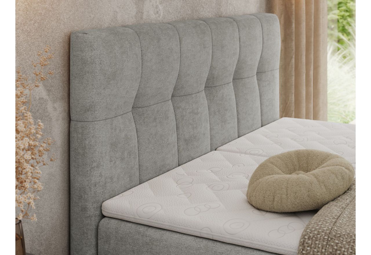 Łóżko kontynentalne VITTORIA 200x200 - H4 - jasnoszary, struktura - regulacja elektryczna