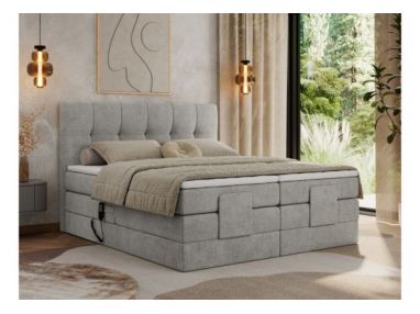 Łóżko kontynentalne VITTORIA 180x200 - H4 - jasnoszary, struktura - regulacja elektryczna