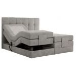 Łóżko kontynentalne VITTORIA 160x200 - H4 - jasnoszary, struktura - regulacja elektryczna