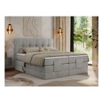 Łóżko kontynentalne VITTORIA 180x200 - H3 - jasnoszary, struktura - regulacja elektryczna