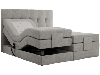 Łóżko kontynentalne VITTORIA 180x200 - H3 - jasnoszary, struktura - regulacja elektryczna