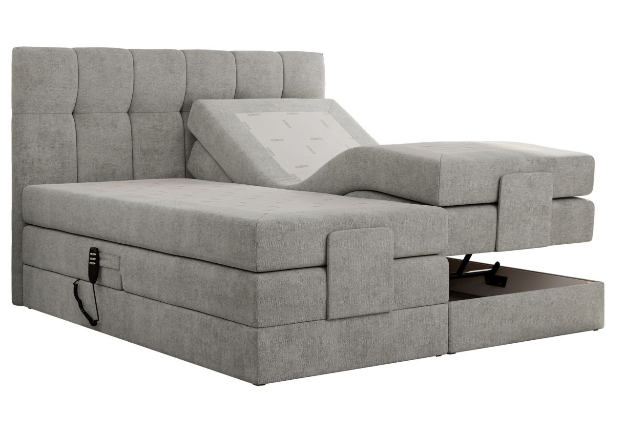 Łóżko kontynentalne VITTORIA 180x200 - H3 - jasnoszary, struktura - regulacja elektryczna