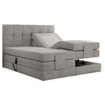 Łóżko kontynentalne VITTORIA 160x200 - H3 - jasnoszary, struktura - regulacja elektryczna