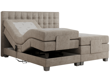 Łóżko kontynentalne, elektrycznie sterowane z pilota - ELECTRO 200x200 - H4 - beżowy, struktura