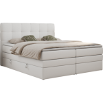 Łóżko kontynentalne LUKA KING 200x200 - Soft 17 - biała ekoskóra - OUTLETU