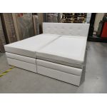 Łóżko kontynentalne LUKA KING 200x200 - Soft 17 - biała ekoskóra - OUTLETU