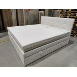 Łóżko kontynentalne LUKA KING 200x200 - Soft 17 - biała ekoskóra - OUTLETU