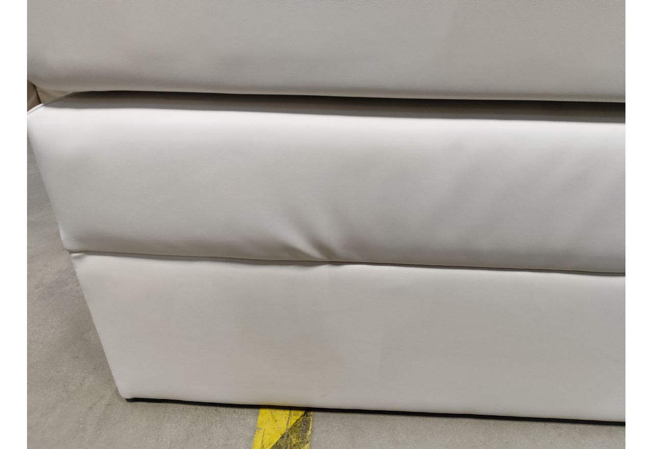 Łóżko kontynentalne LUKA KING 200x200 - Soft 17 - biała ekoskóra - OUTLETU