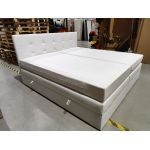 Łóżko kontynentalne LUKA KING 200x200 - Soft 17 - biała ekoskóra - OUTLETU