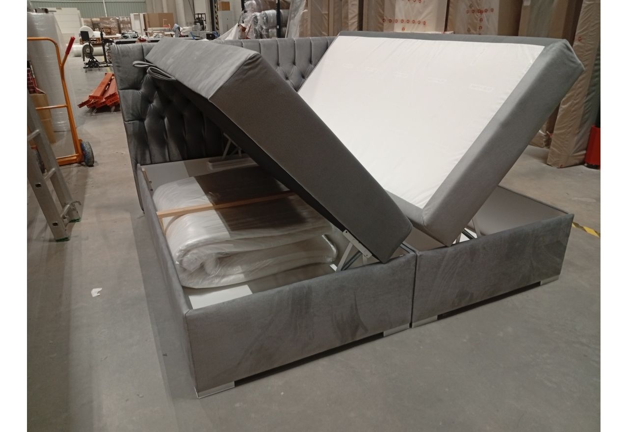 Łóżko kontynentalne PERA 200x200 - Monolith 84 - jasny szary - OUTLET