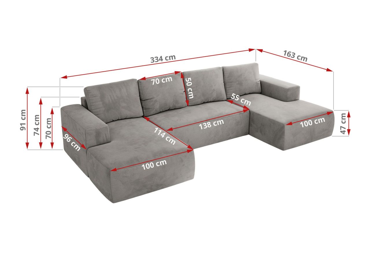 Narożnik TRENTINO U - Monolith 84 - jasny szary - OUTLET
