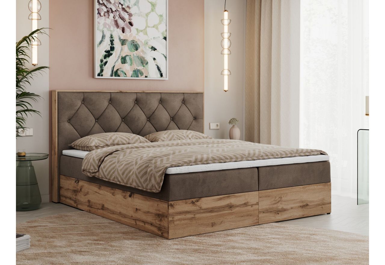 Łóżko kontynentalne VENETO 140x200 - Monolith 15 - brązowy - OUTLET