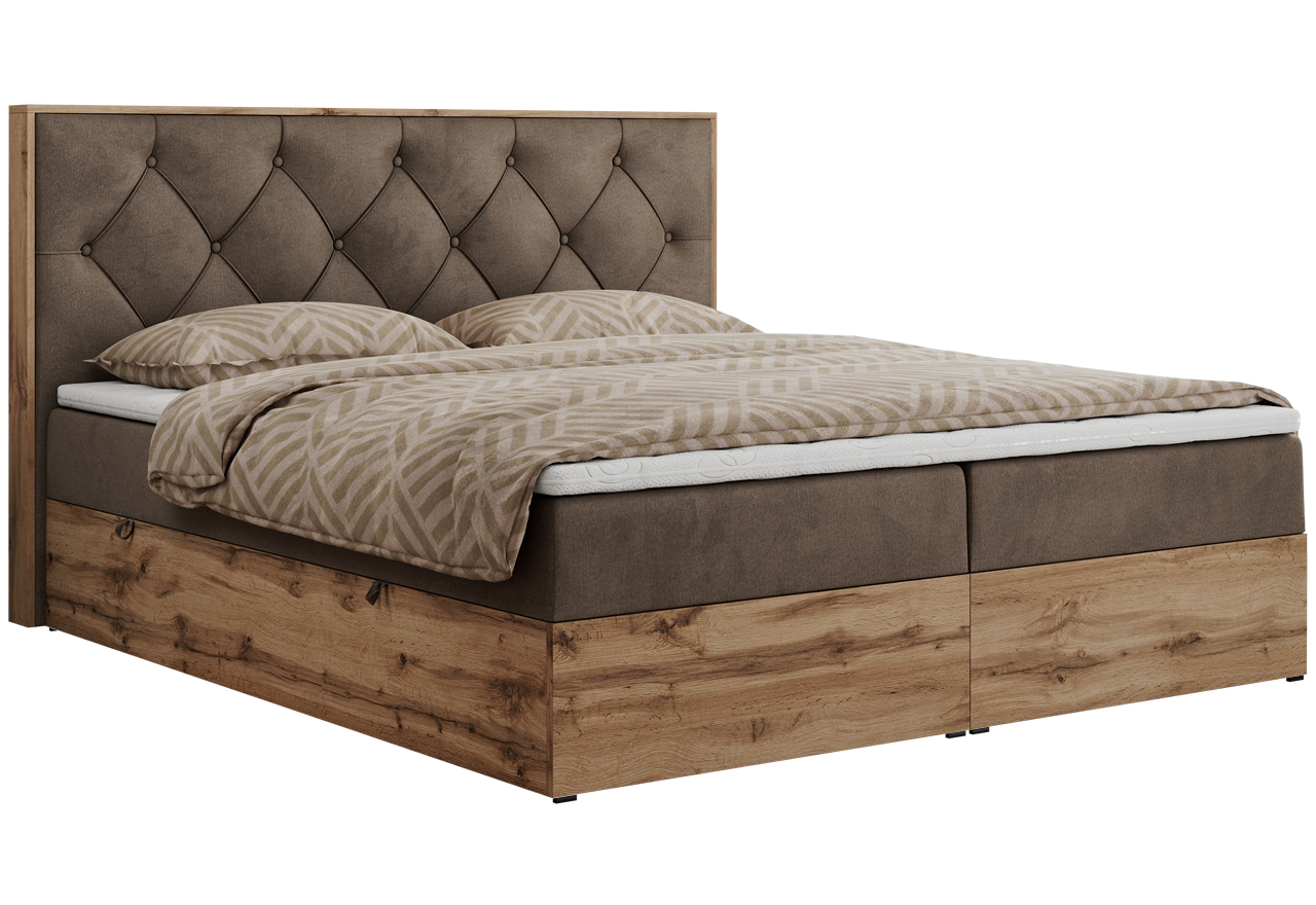 Łóżko kontynentalne VENETO 140x200 - Monolith 15 - brązowy - OUTLET