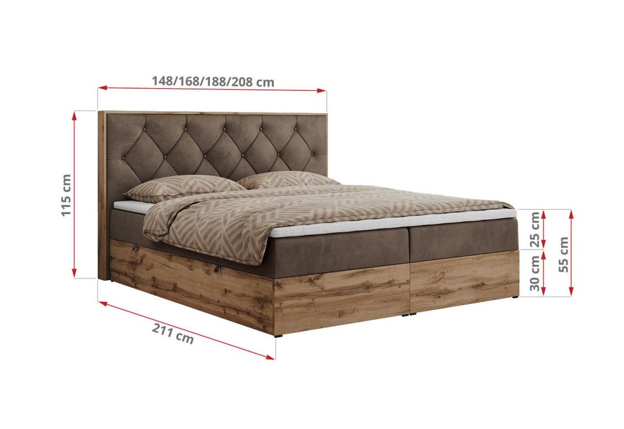Łóżko kontynentalne VENETO 140x200 - Monolith 15 - brązowy - OUTLET