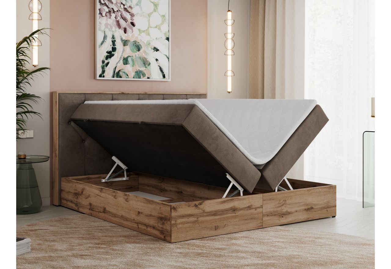 Łóżko kontynentalne VENETO 140x200 - Monolith 15 - brązowy - OUTLET