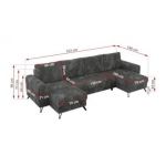 Narożnik AXEL U - uniwersalny - szary, sztruks