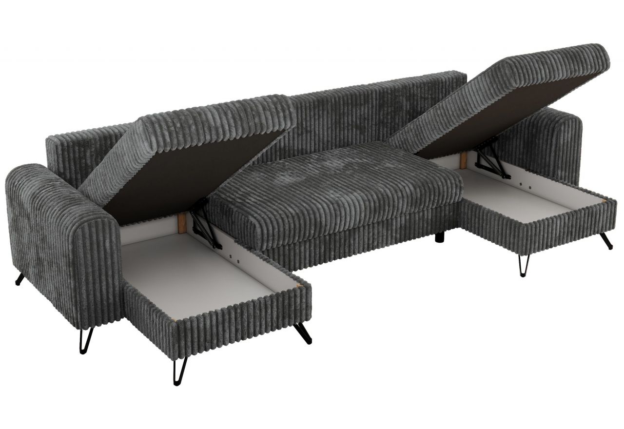 Narożnik AXEL U - uniwersalny - szary, sztruks