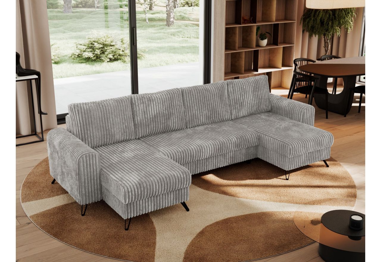 Narożnik AXEL U - uniwersalny - jasnoszary, sztruks