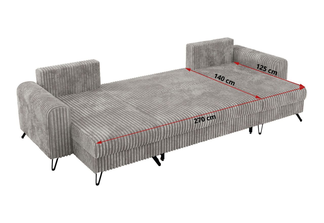 Narożnik AXEL U - uniwersalny - jasnoszary, sztruks