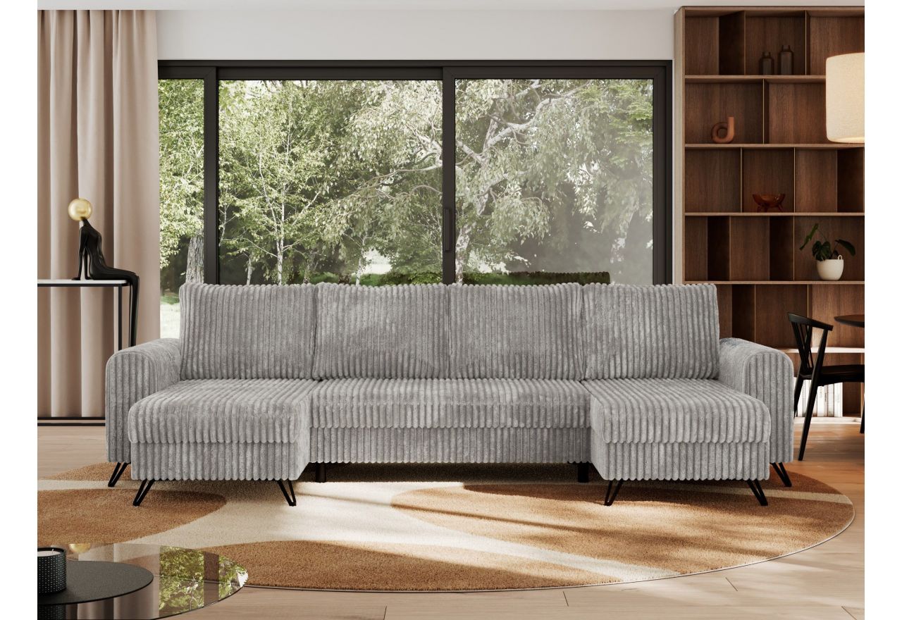 Narożnik AXEL U - uniwersalny - jasnoszary, sztruks