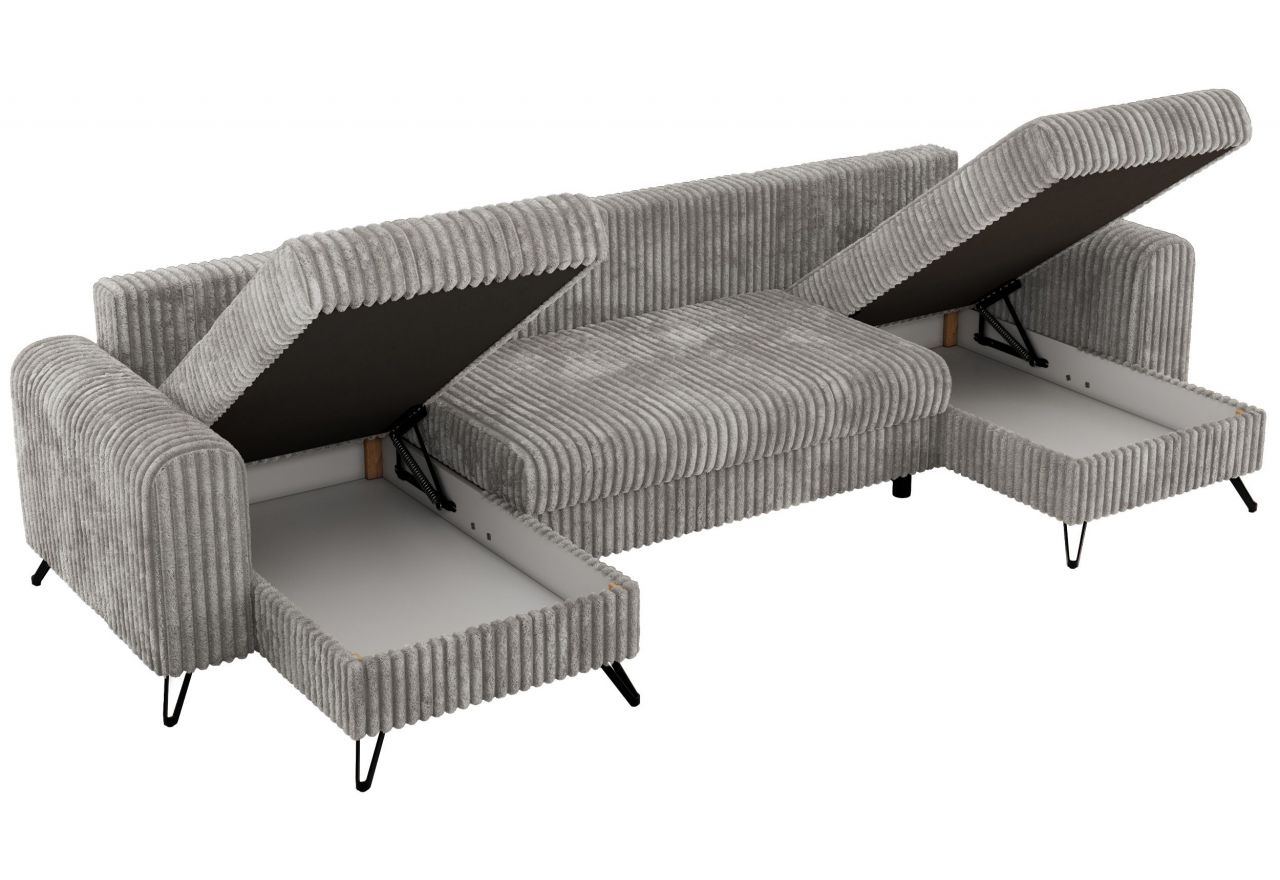 Narożnik AXEL U - uniwersalny - jasnoszary, sztruks