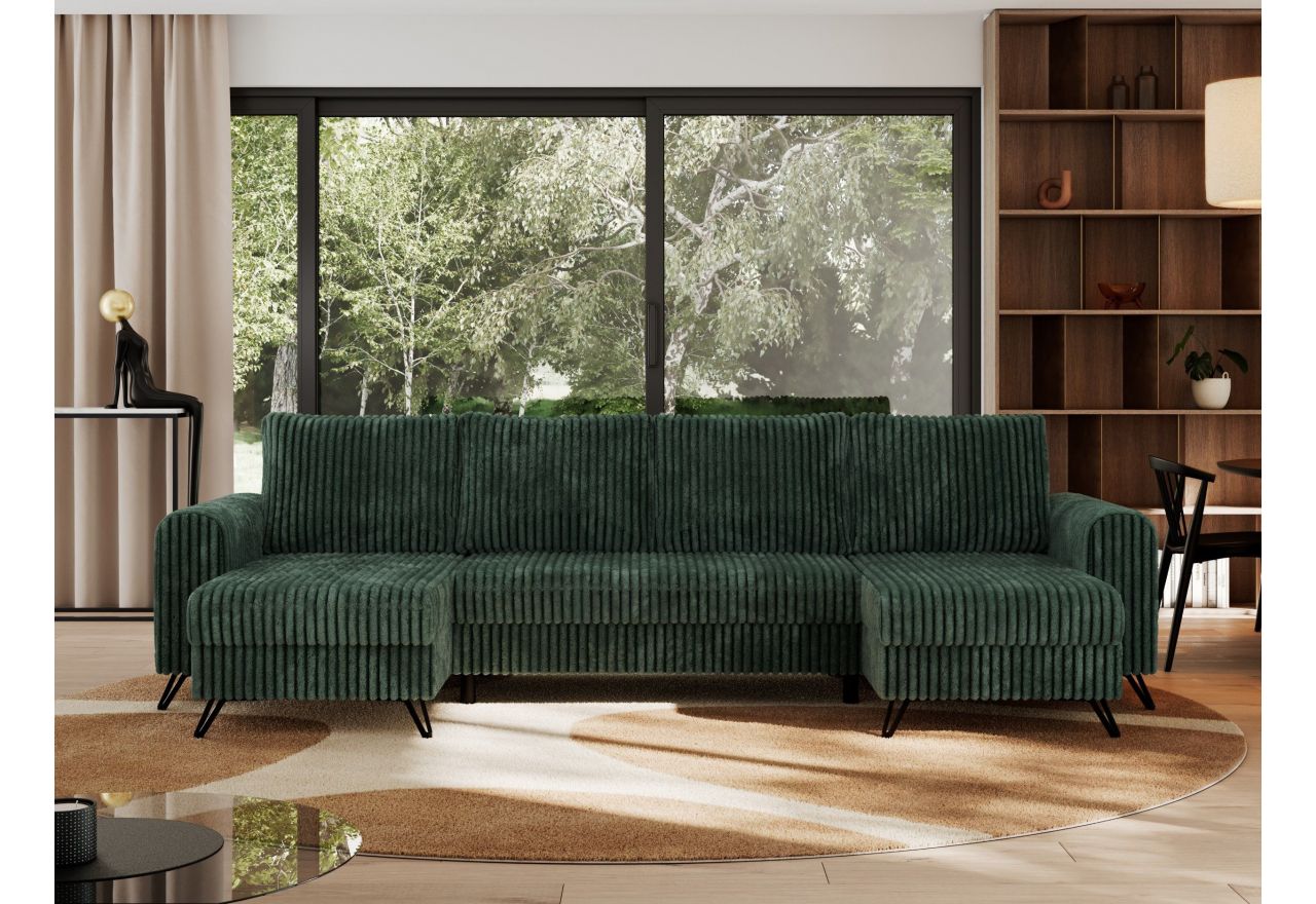 Narożnik AXEL U - uniwersalny - ciemnozielony, sztruks