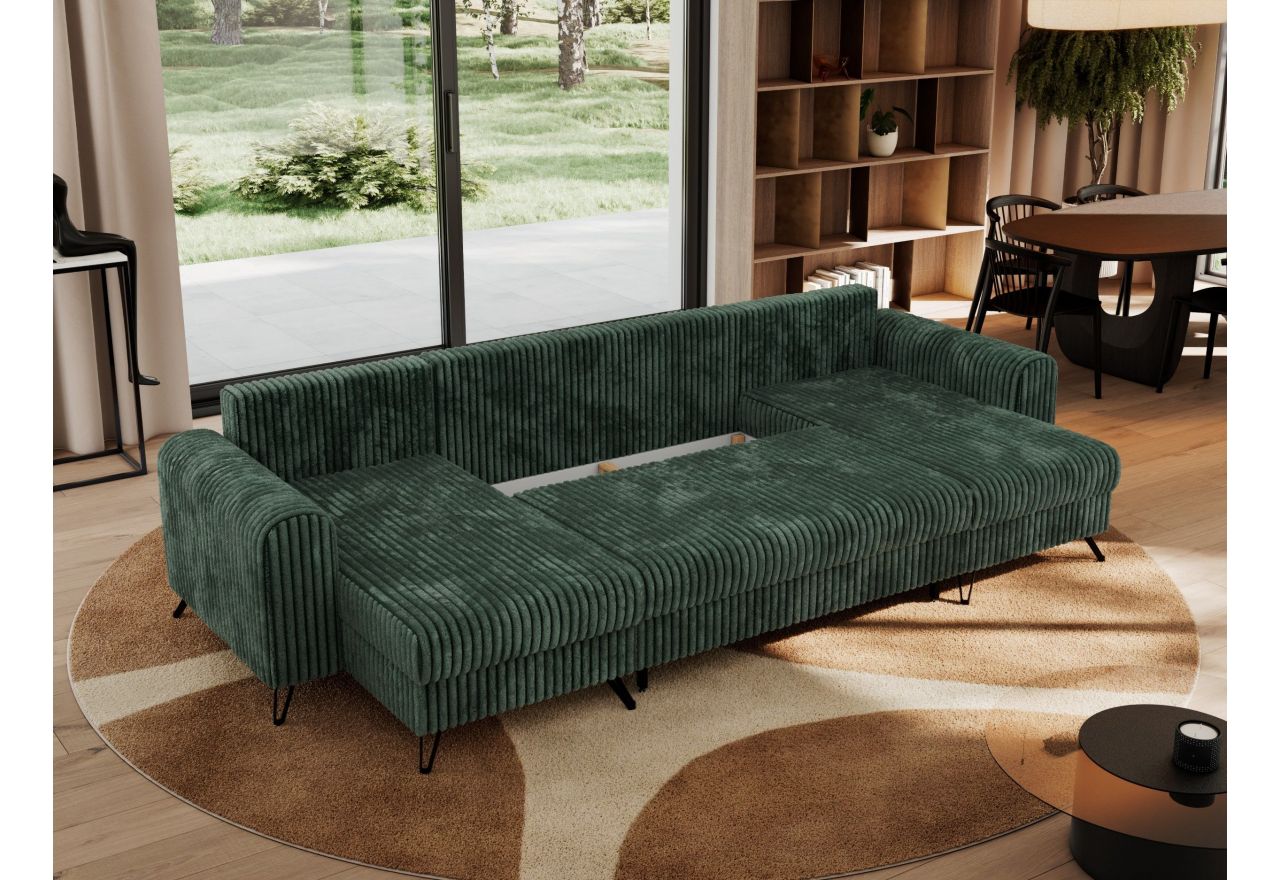 Narożnik AXEL U - uniwersalny - ciemnozielony, sztruks