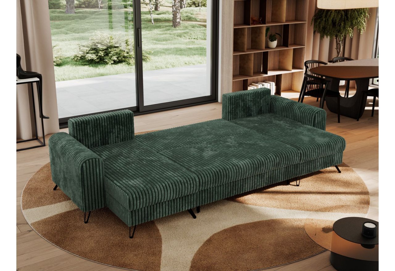 Narożnik AXEL U - uniwersalny - ciemnozielony, sztruks