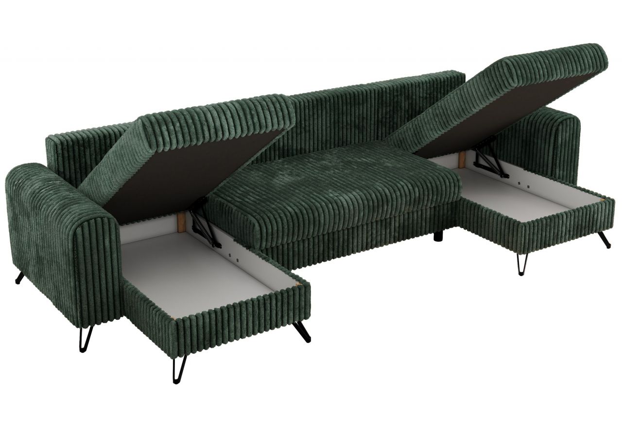 Narożnik AXEL U - uniwersalny - ciemnozielony, sztruks