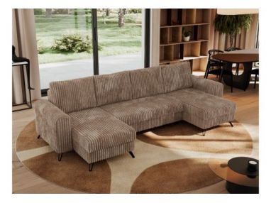 Narożnik AXEL U - uniwersalny - brązowy, sztruks