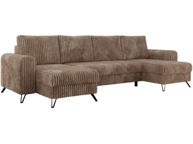 Narożnik AXEL U - uniwersalny - brązowy, sztruks