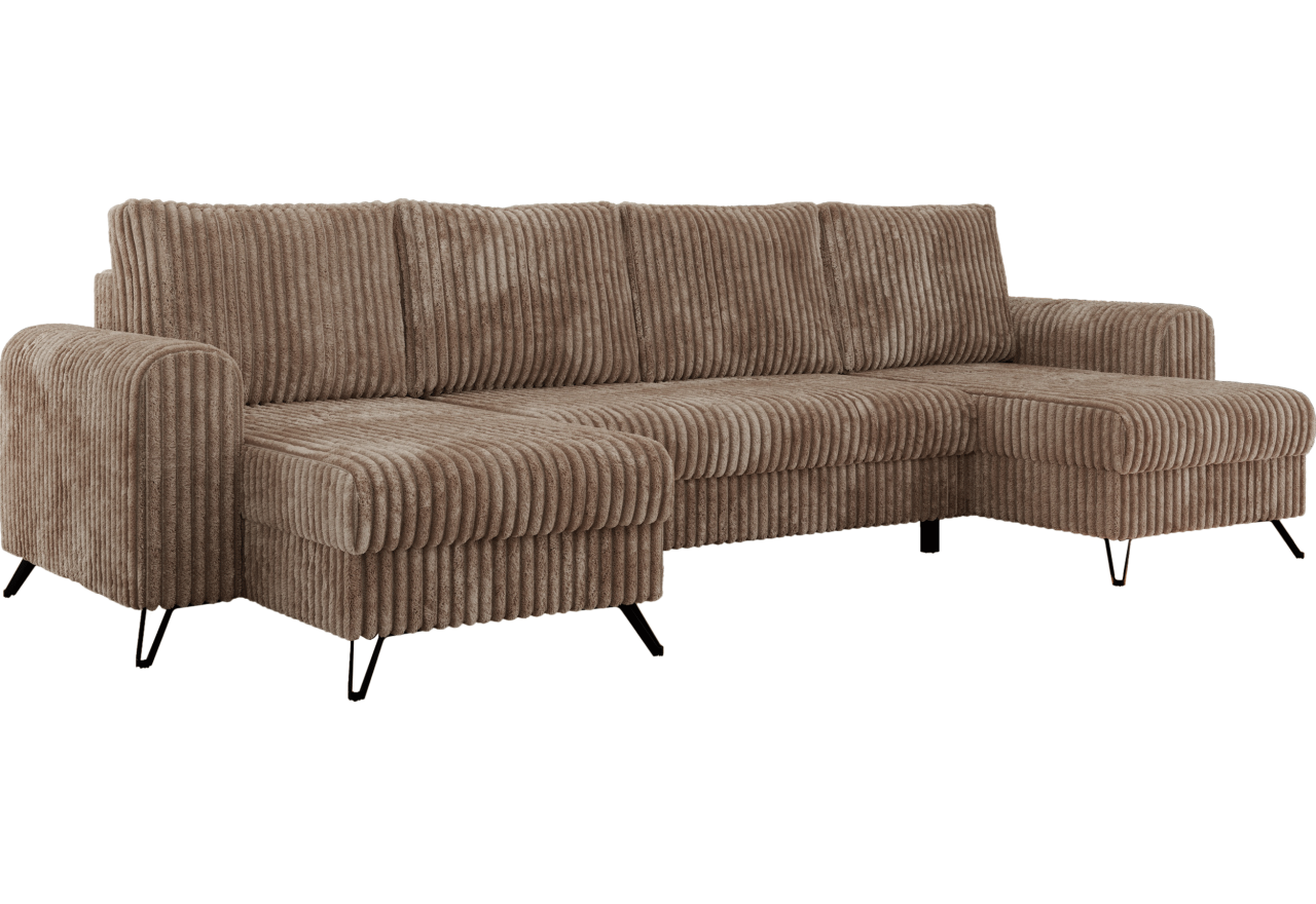 Narożnik AXEL U - uniwersalny - brązowy, sztruks