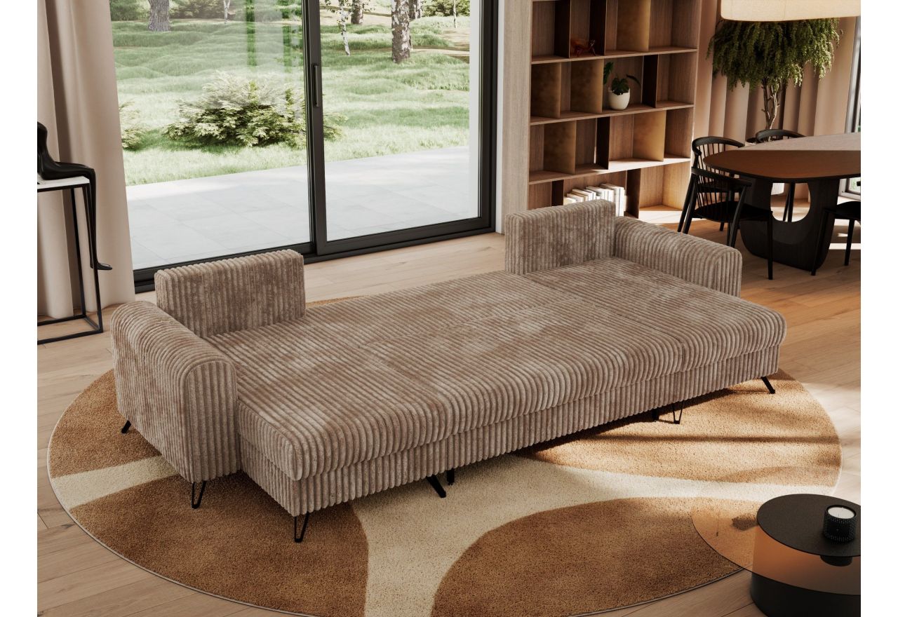 Narożnik AXEL U - uniwersalny - brązowy, sztruks