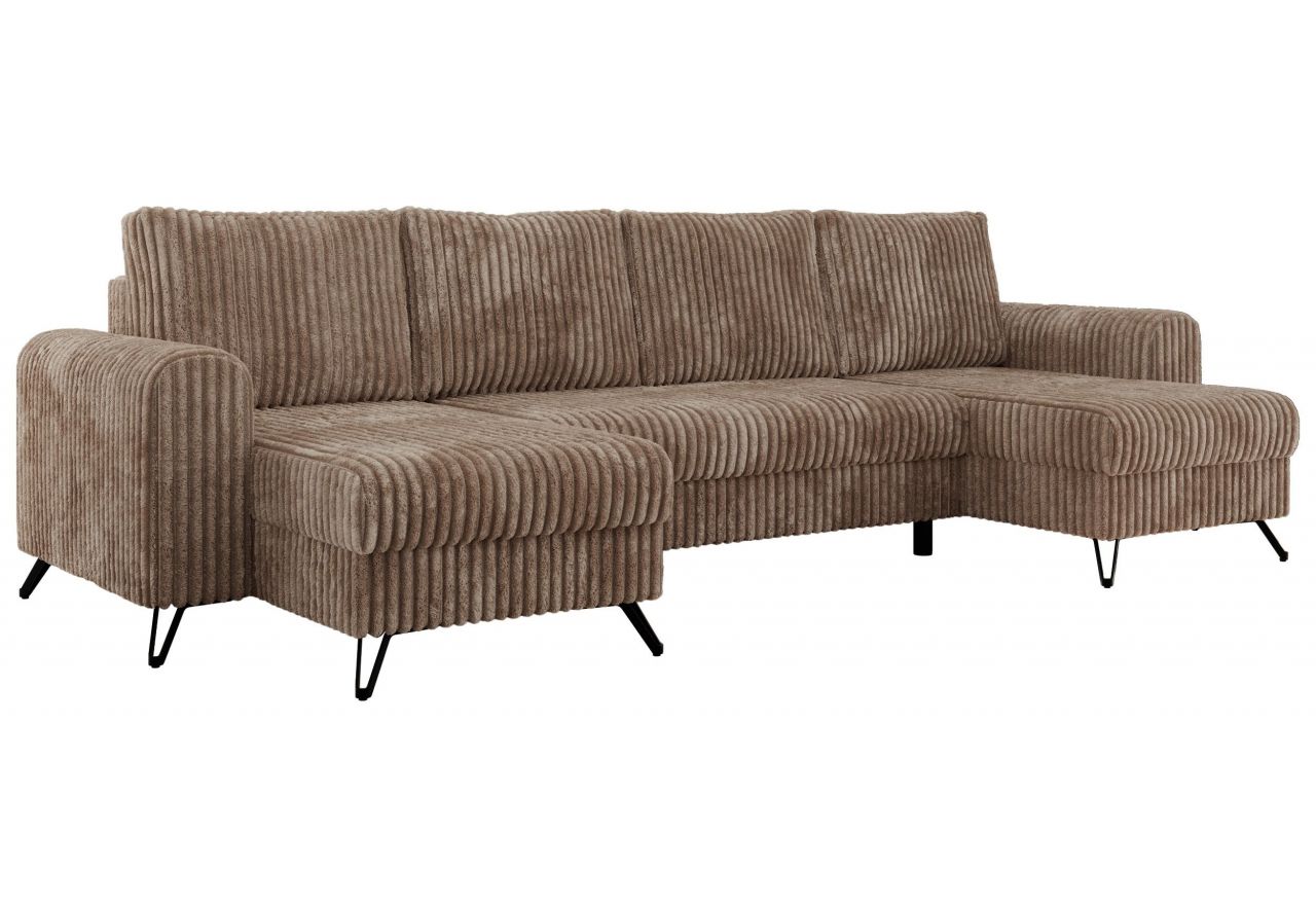 Narożnik AXEL U - uniwersalny - brązowy, sztruks