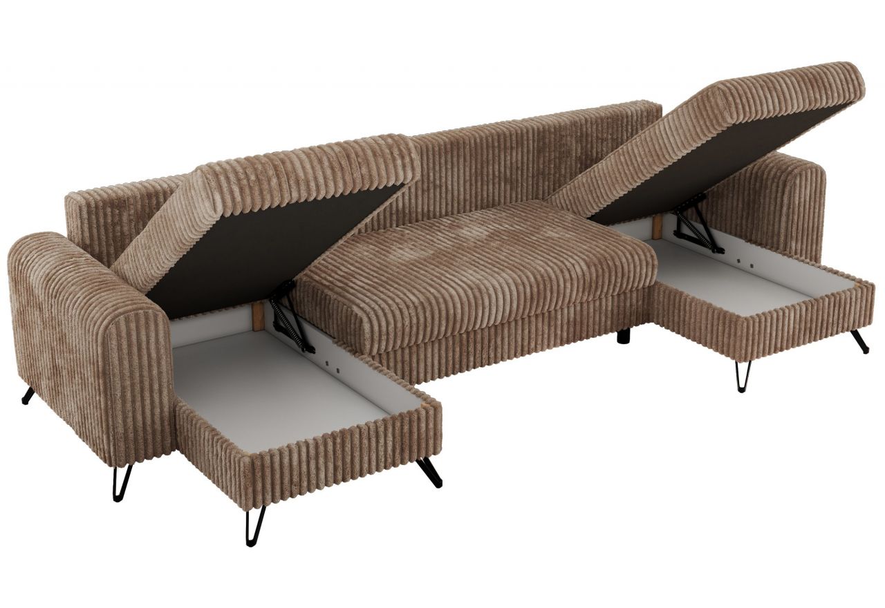 Narożnik AXEL U - uniwersalny - brązowy, sztruks