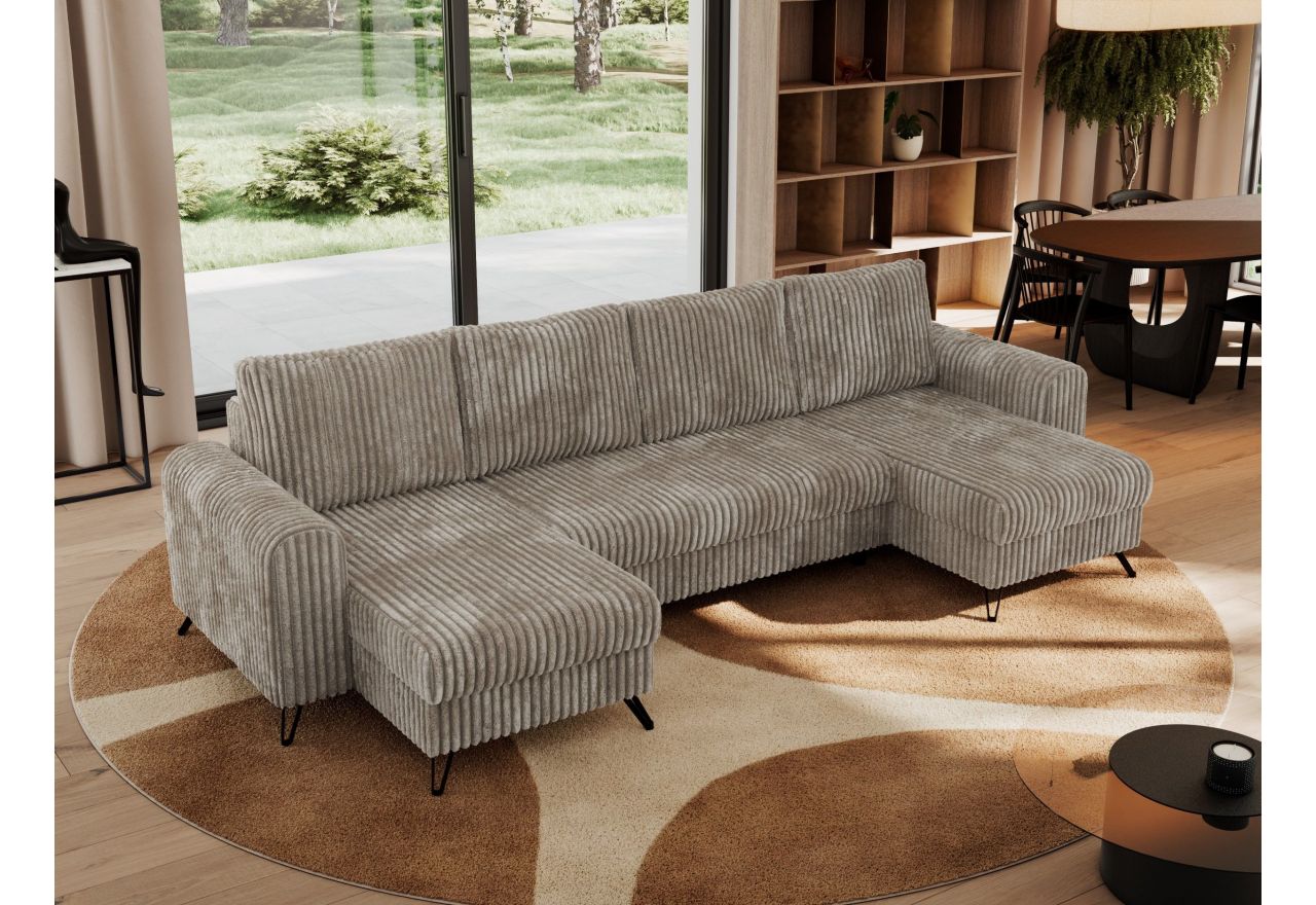 Narożnik AXEL U - uniwersalny - jasnobrązowy, sztruks