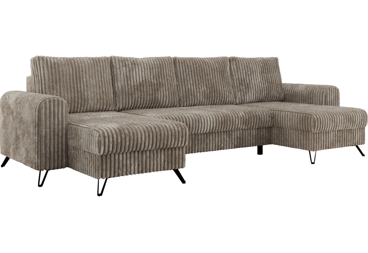 Narożnik AXEL U - uniwersalny - jasnobrązowy, sztruks