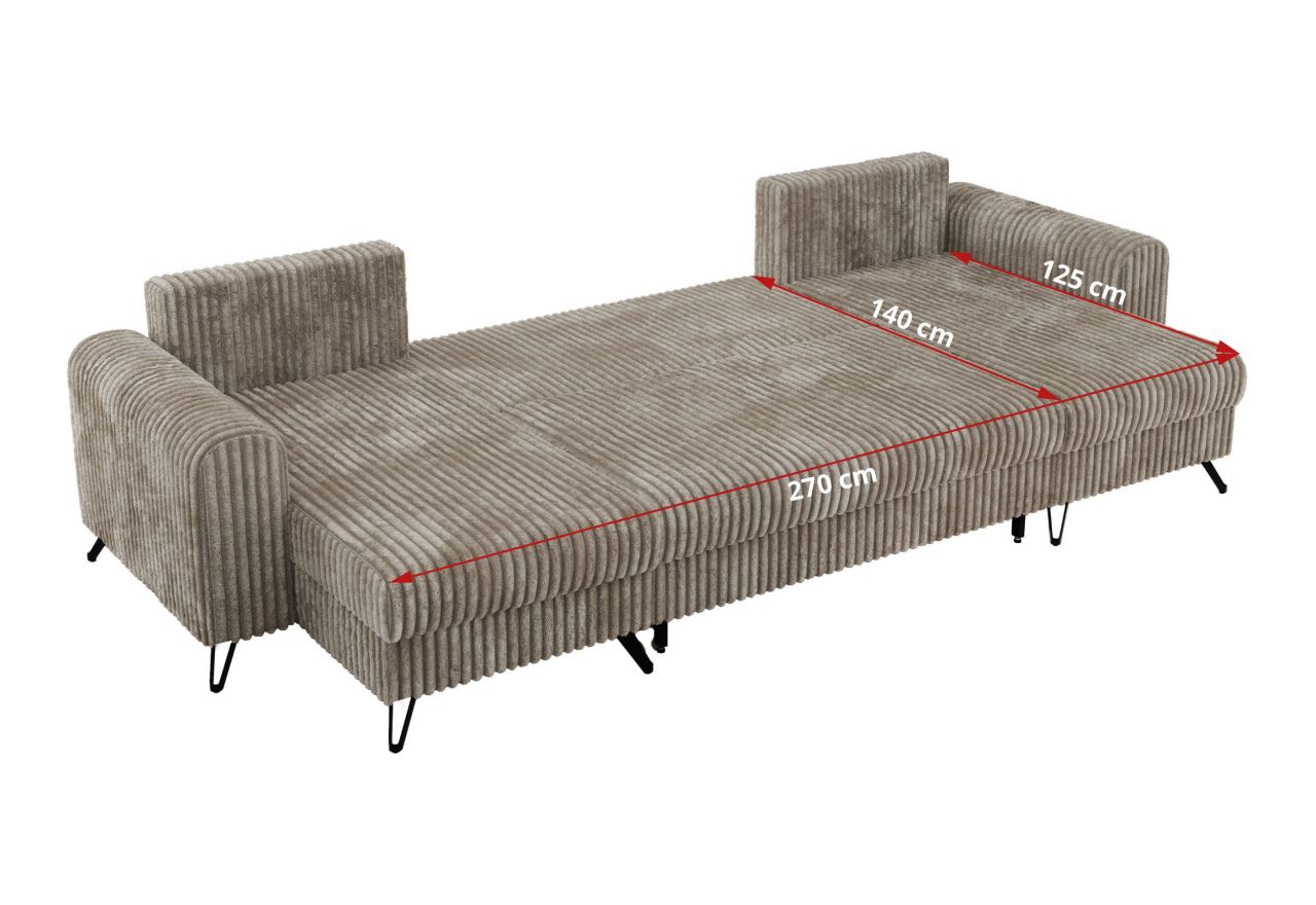 Narożnik AXEL U - uniwersalny - jasnobrązowy, sztruks