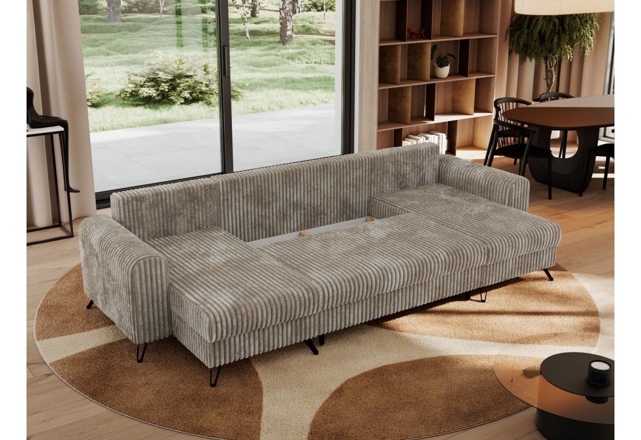 Narożnik AXEL U - uniwersalny - jasnobrązowy, sztruks